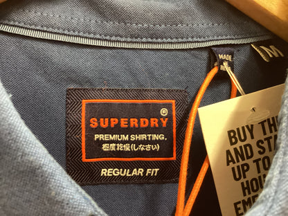 New with Tags Super Dry Blue Short Sleeve Shirt Medium Regular Fit