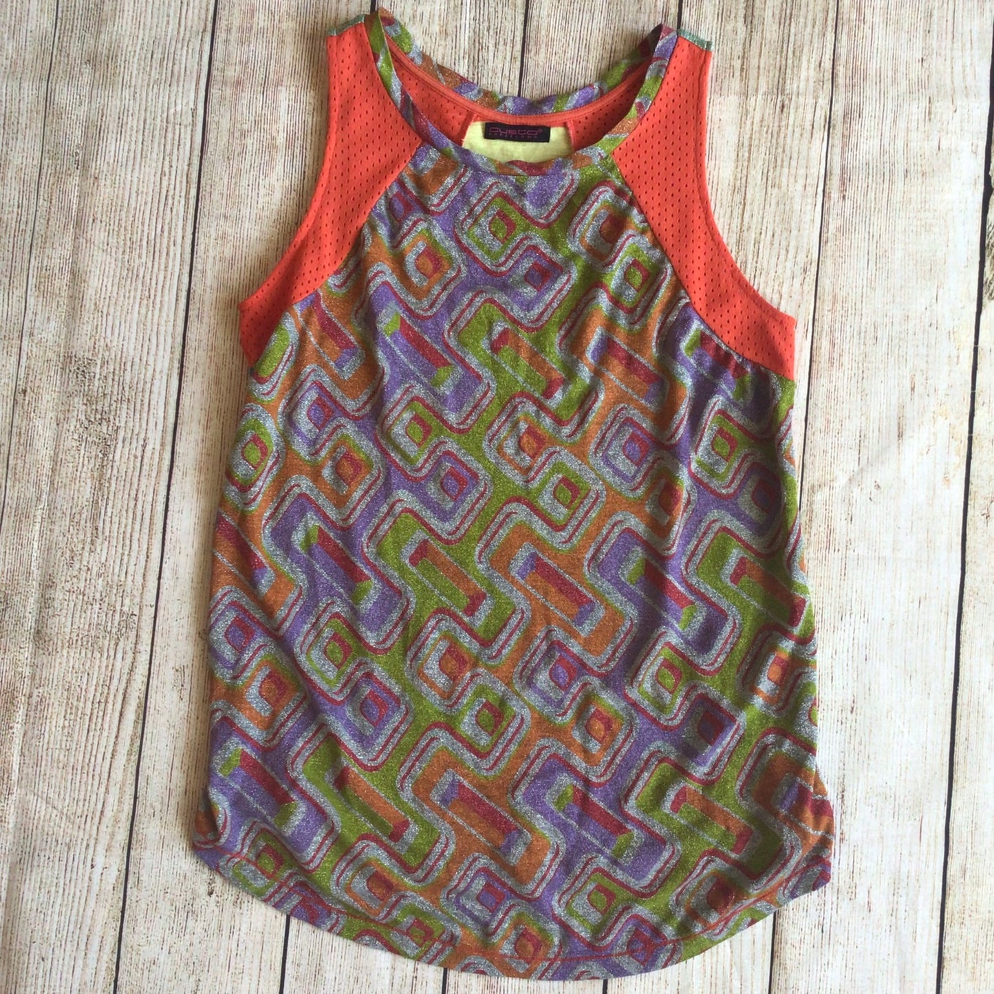 Custo Barcelona Y2K Multi Orange Purple Green Rainbow Tank Top Size Ch 32 (approx.)