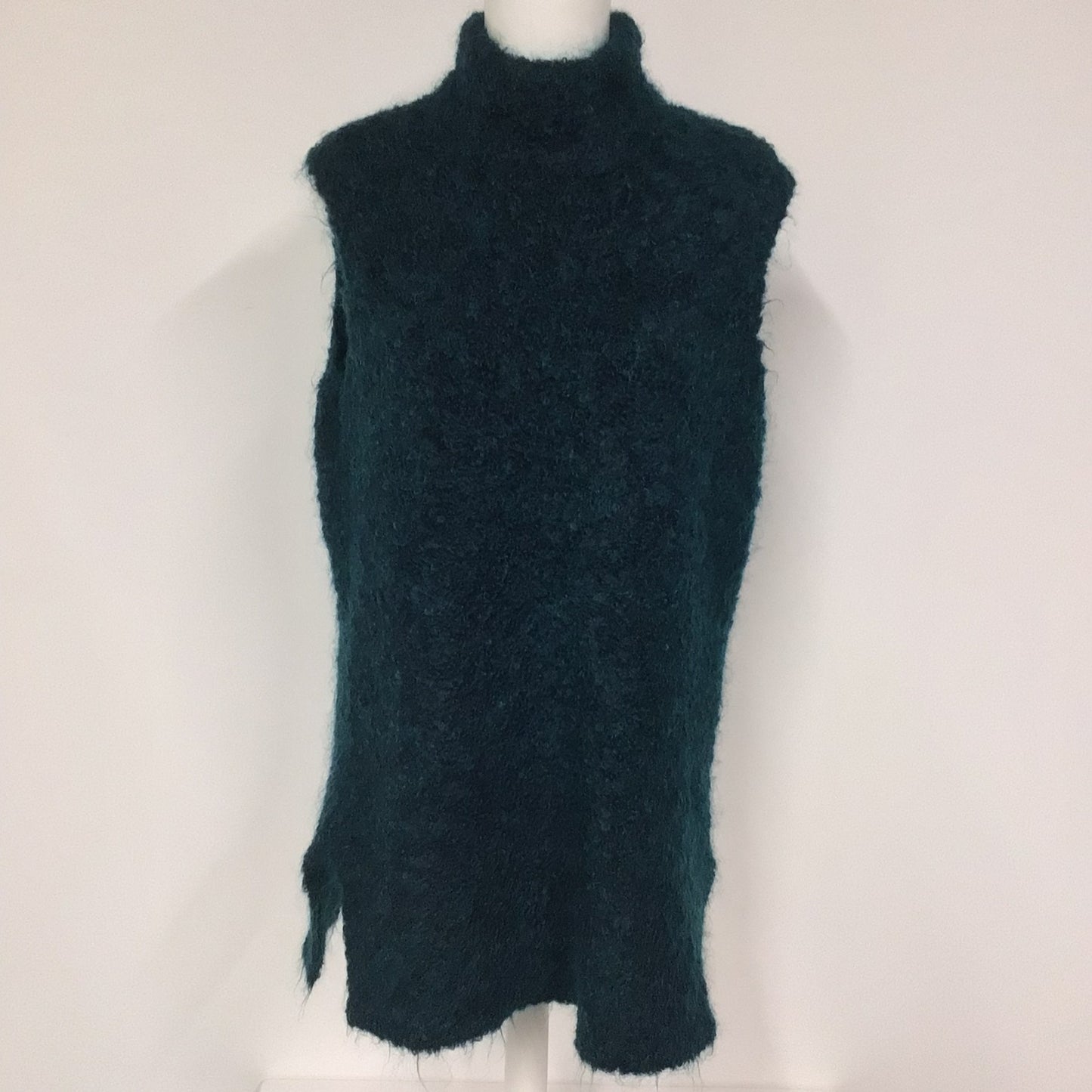 BNWT M&S Autograph Teal Peacock Wool Mohair Blend Sleeveless Jumper Knit Size 16