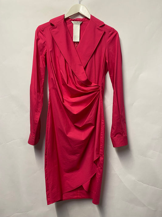 MaxMara Hot Pink Ruched Dress Size 10