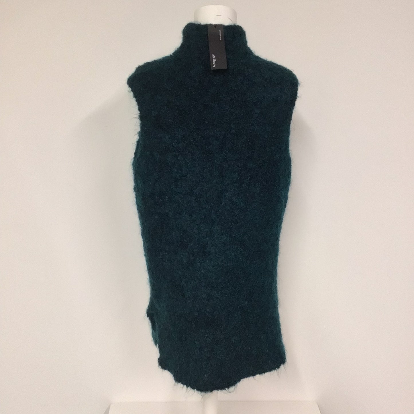 BNWT M&S Autograph Teal Peacock Wool Mohair Blend Sleeveless Jumper Knit Size 16