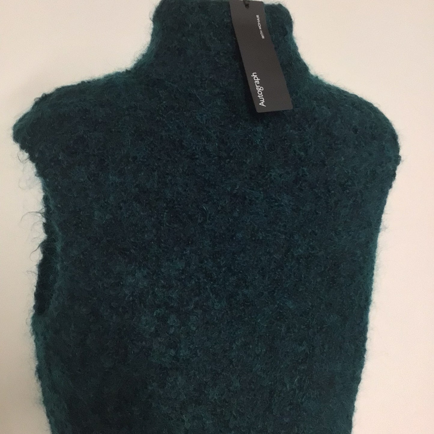 BNWT M&S Autograph Teal Peacock Wool Mohair Blend Sleeveless Jumper Knit Size 16