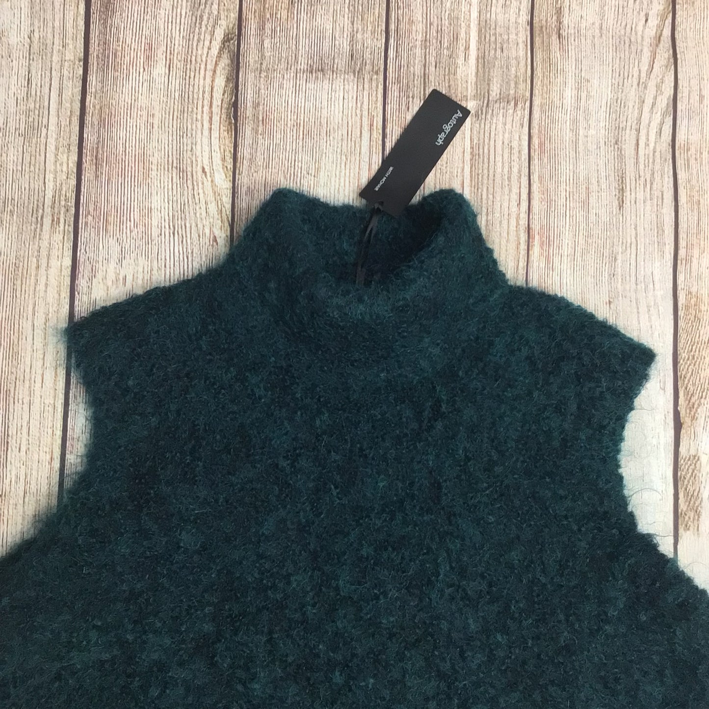 BNWT M&S Autograph Teal Peacock Wool Mohair Blend Sleeveless Jumper Knit Size 16