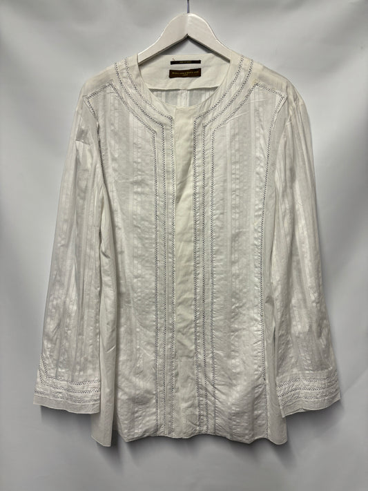 Holland & Holland White Cotton Collarless Shirt 43