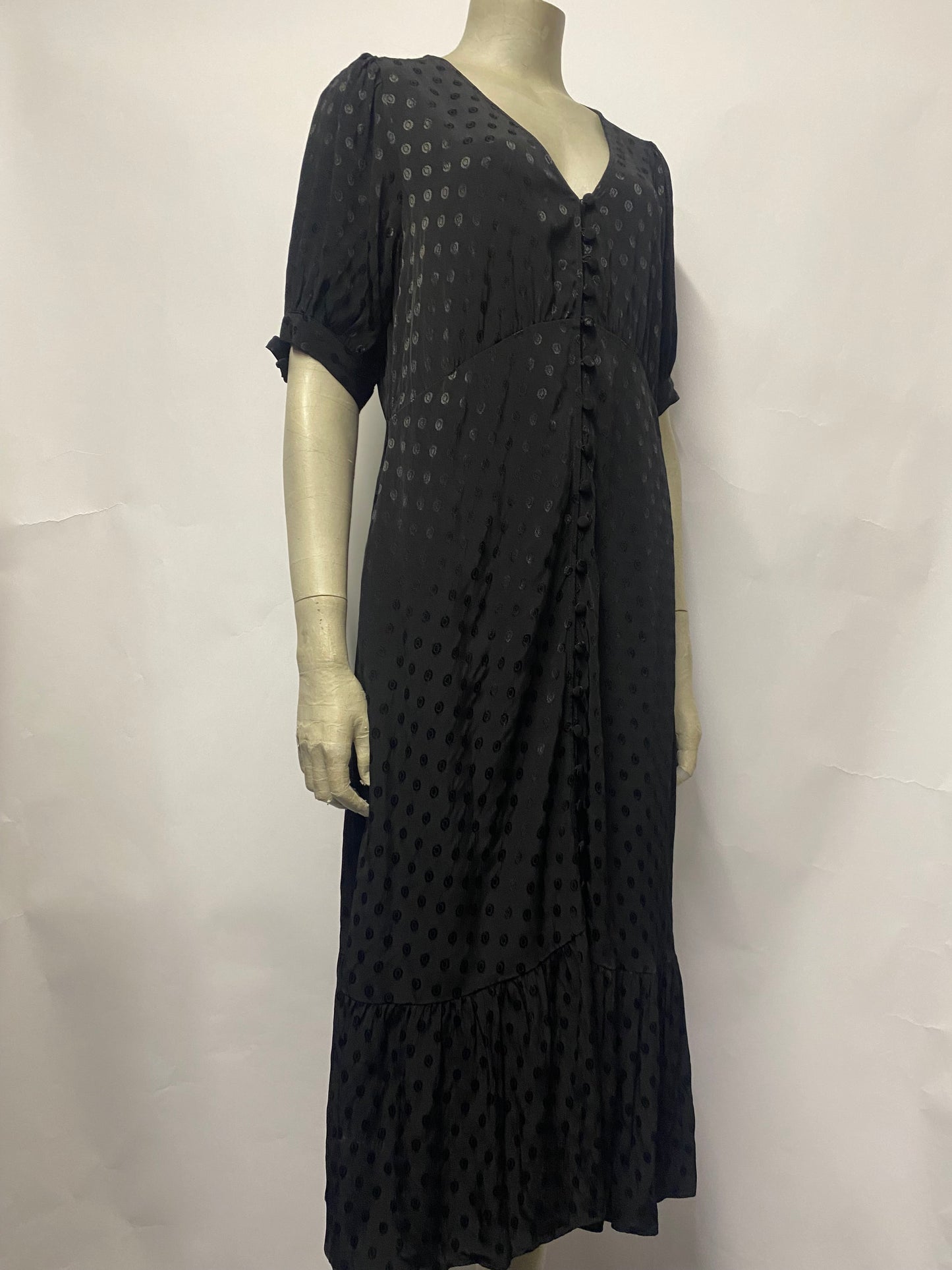 Maeve by Anthropologie Black Polka Dot Maxi Dress 12
