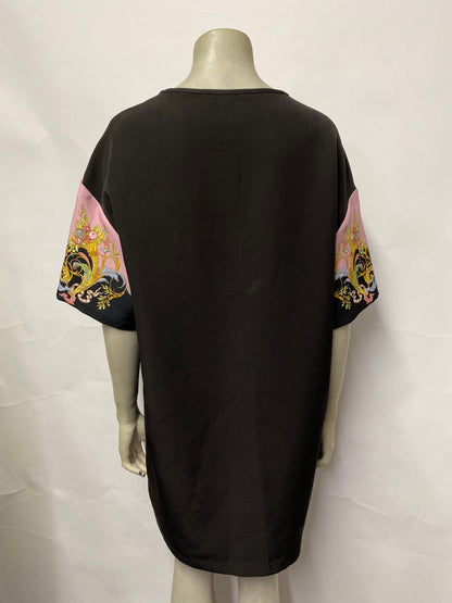 Versace Jeans Couture Black and Pink Graphic Patterned T-shirt Dress 12