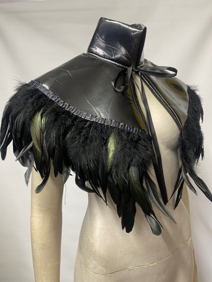 Phaze Black Patent Feather Cape