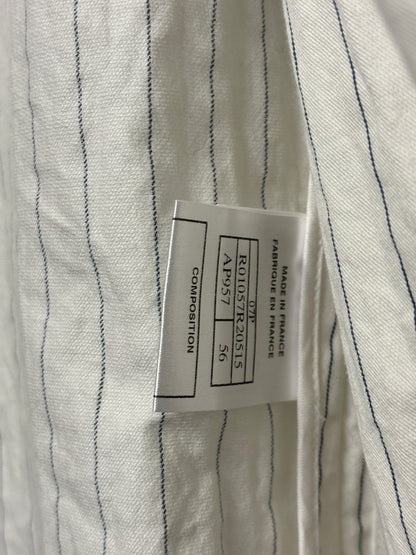 Holland and Holland White and Navy Made In France Cotton Blend Pinstripe Suit 46/40