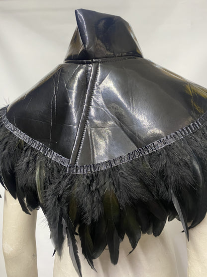 Phaze Black Patent Feather Cape