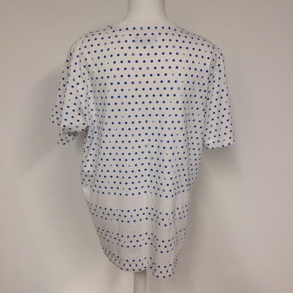 Adidas White & Blue Cotton Blend Polka Dot T Shirt Size L