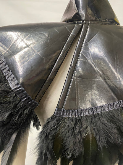 Phaze Black Patent Feather Cape