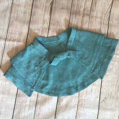Vintage Teal Green Blue Dress w/Cape Size Ch35”