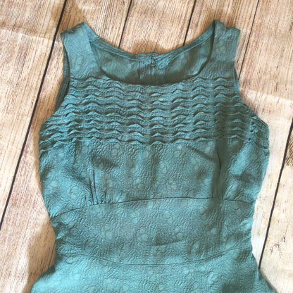 Vintage Teal Green Blue Dress w/Cape Size Ch35”