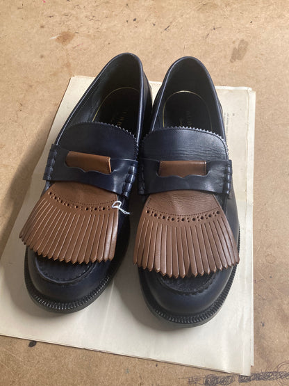 Burberry Navy/Brown Kiltie Loafers Size 44