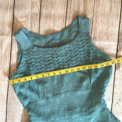 Vintage Teal Green Blue Dress w/Cape Size Ch35”