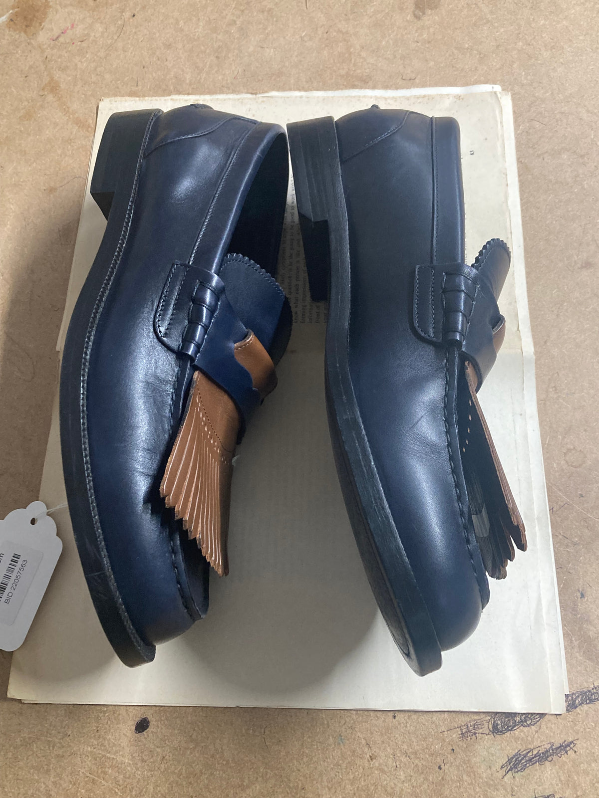 Burberry Navy/Brown Kiltie Loafers Size 44
