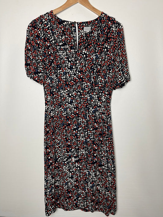 Jigsaw Multi Floral Midi Dress Size 8