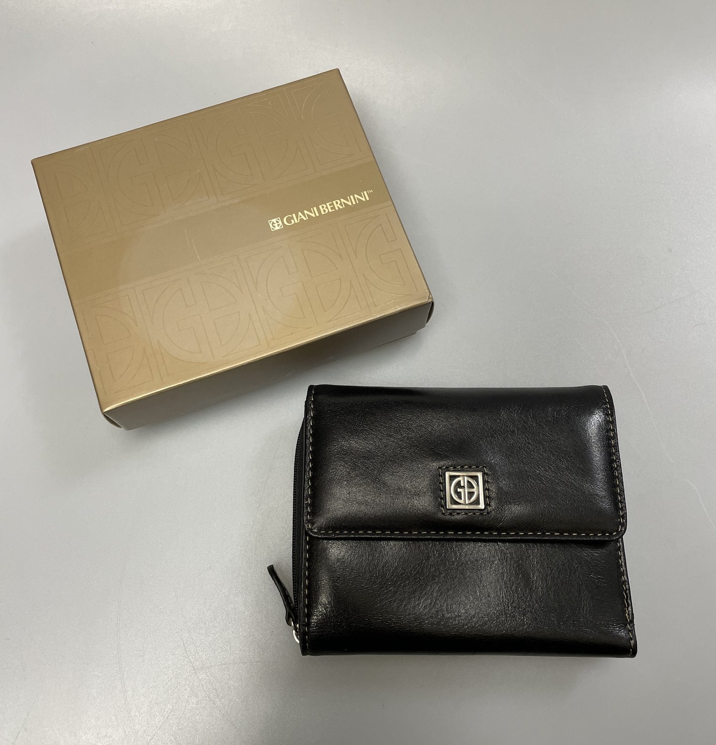 Giani Bernini Black Leather Wallet Purse with Box