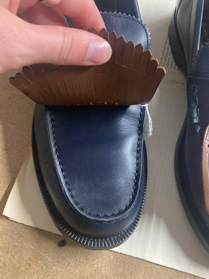 Burberry Navy/Brown Kiltie Loafers Size 44