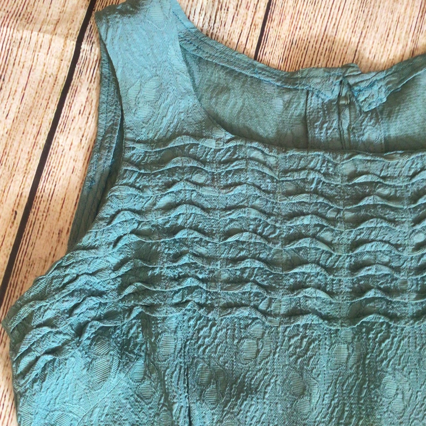 Vintage Teal Green Blue Dress w/Cape Size Ch35”