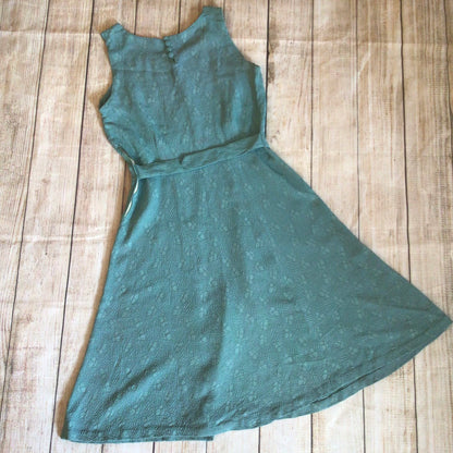 Vintage Teal Green Blue Dress w/Cape Size Ch35”