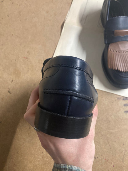 Burberry Navy/Brown Kiltie Loafers Size 44