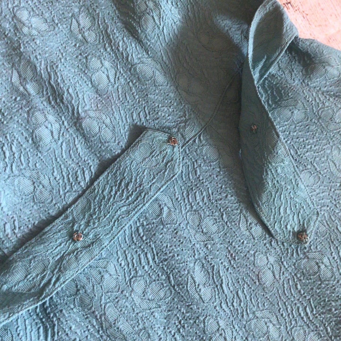 Vintage Teal Green Blue Dress w/Cape Size Ch35”