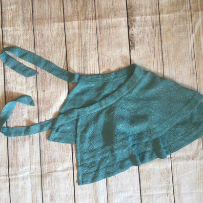 Vintage Teal Green Blue Dress w/Cape Size Ch35”