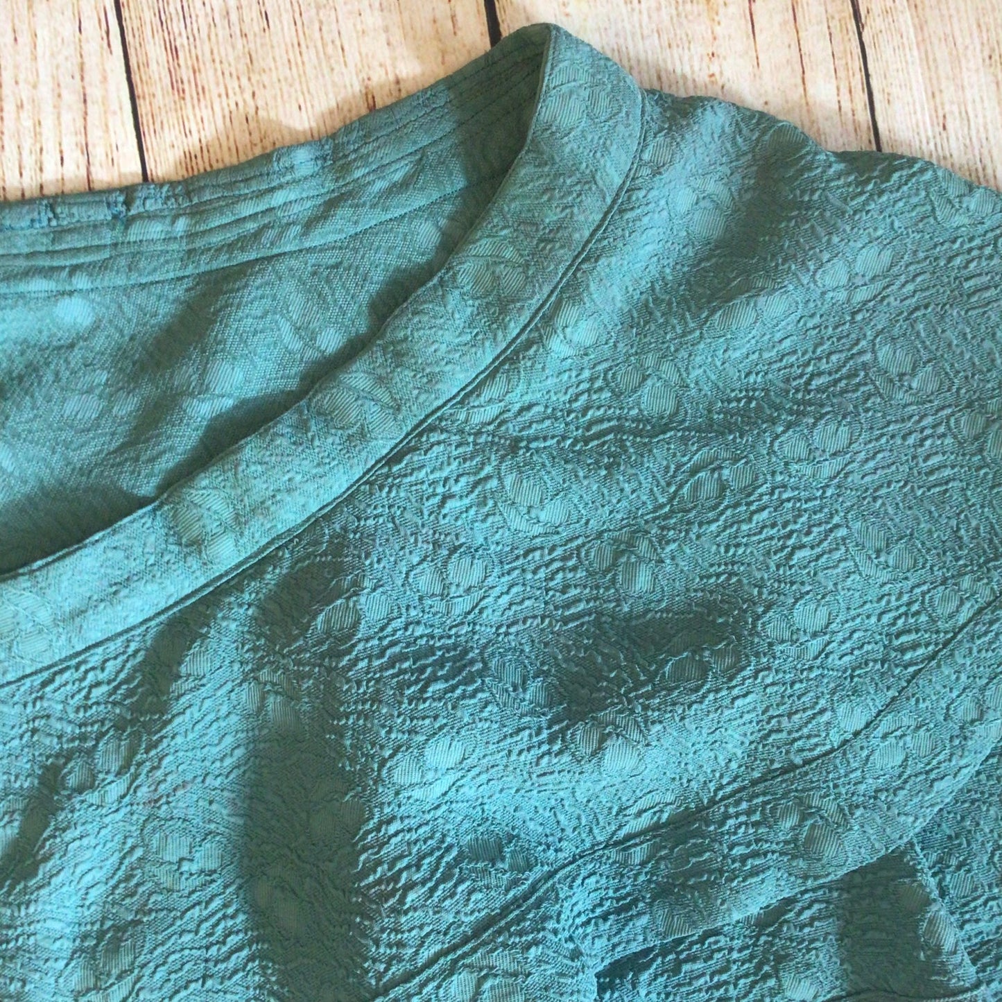 Vintage Teal Green Blue Dress w/Cape Size Ch35”
