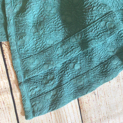 Vintage Teal Green Blue Dress w/Cape Size Ch35”