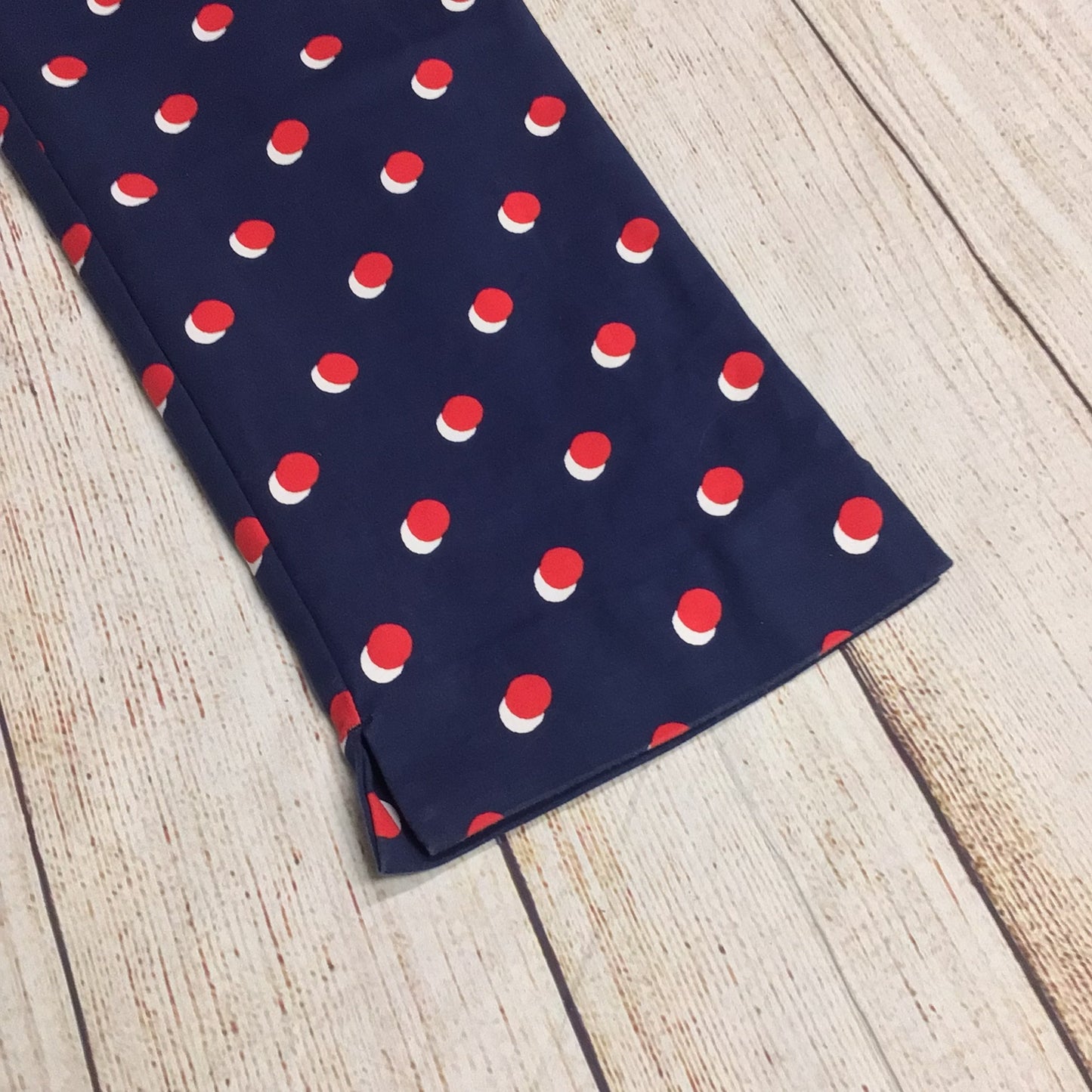 Boden Navy Blue & Red Polk Dot Cotton Blend Cropped Trousers Size 14 Petite