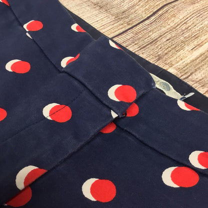 Boden Navy Blue & Red Polk Dot Cotton Blend Cropped Trousers Size 14 Petite