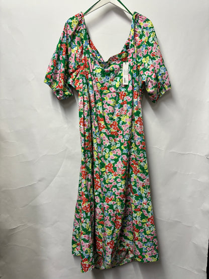 Nobody's Child Green Floral Puff Sleeve Loretta Dress 28 UK BNWT