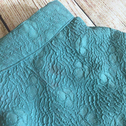 Vintage Teal Green Blue Dress w/Cape Size Ch35”