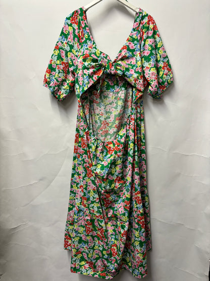 Nobody's Child Green Floral Puff Sleeve Loretta Dress 28 UK BNWT