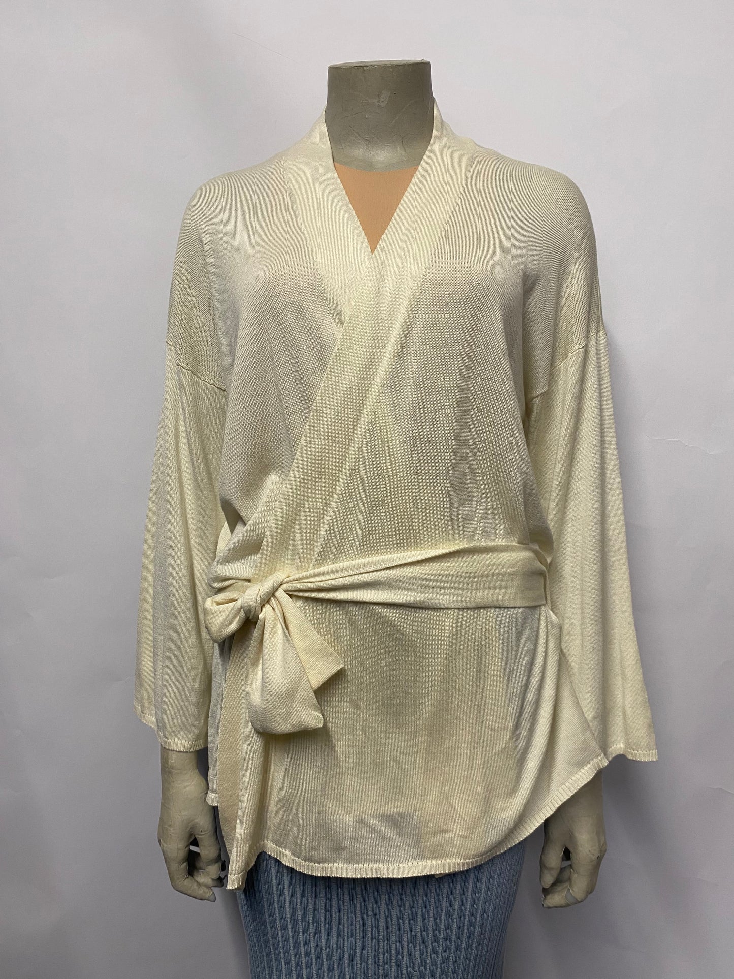 Joseph Cream Silk and Cotton Tie Waist Cardigan Medium