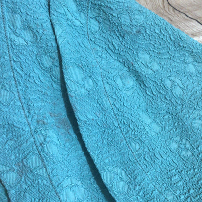 Vintage Teal Green Blue Dress w/Cape Size Ch35”