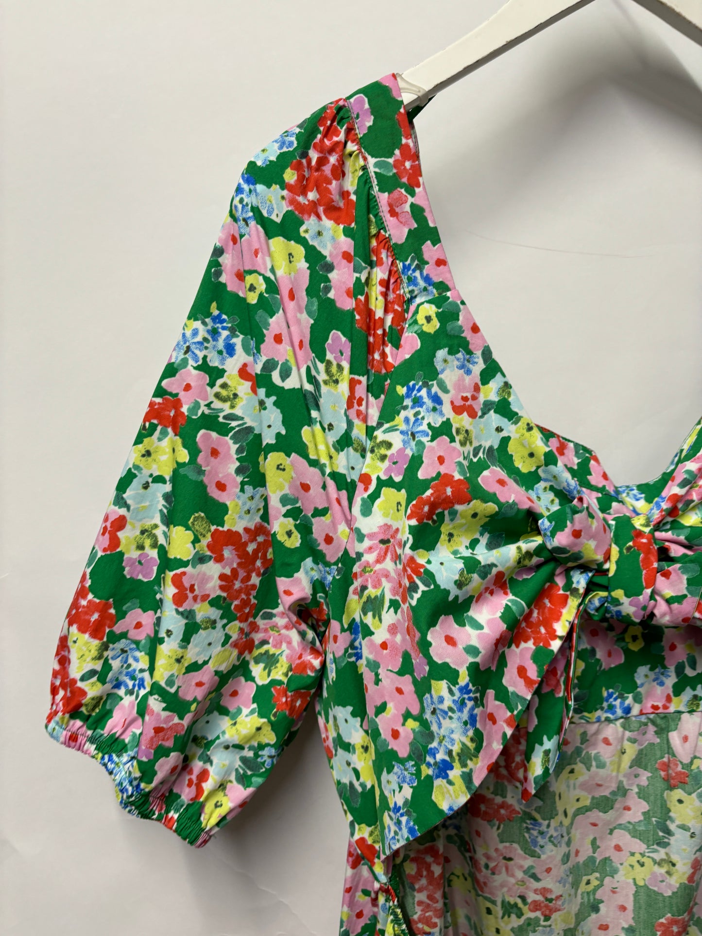 Nobody's Child Green Floral Puff Sleeve Loretta Dress 28 UK BNWT