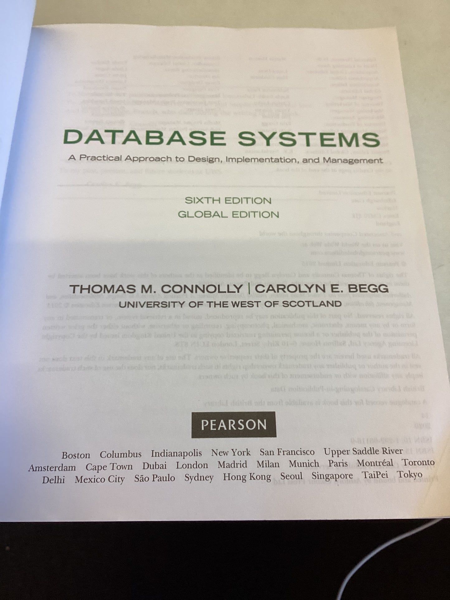 Database Systems A Practical Approach To Design Implementation and Management Sixth Edition