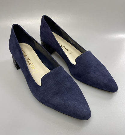 Anne Klein New without Box Navy Blue Suede Leather Low Heeled Shoes UK 7