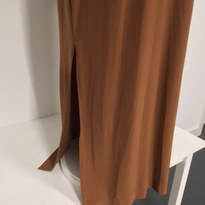 Next Dark Sand Brown Short Sleeve Cowl Neck Maxi Dress Size 12