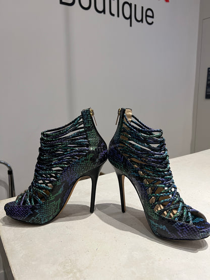 Jimmy Choo Blue and Green Snake Effect Heels Size 3