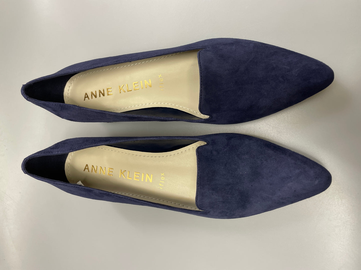 Anne Klein New without Box Navy Blue Suede Leather Low Heeled Shoes UK 7