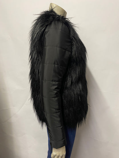Micheal Kors Black Faux Fur Reversible Insulated Jacket Small