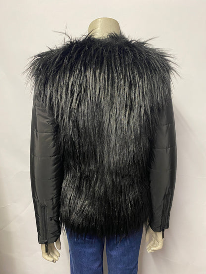 Micheal Kors Black Faux Fur Reversible Insulated Jacket Small