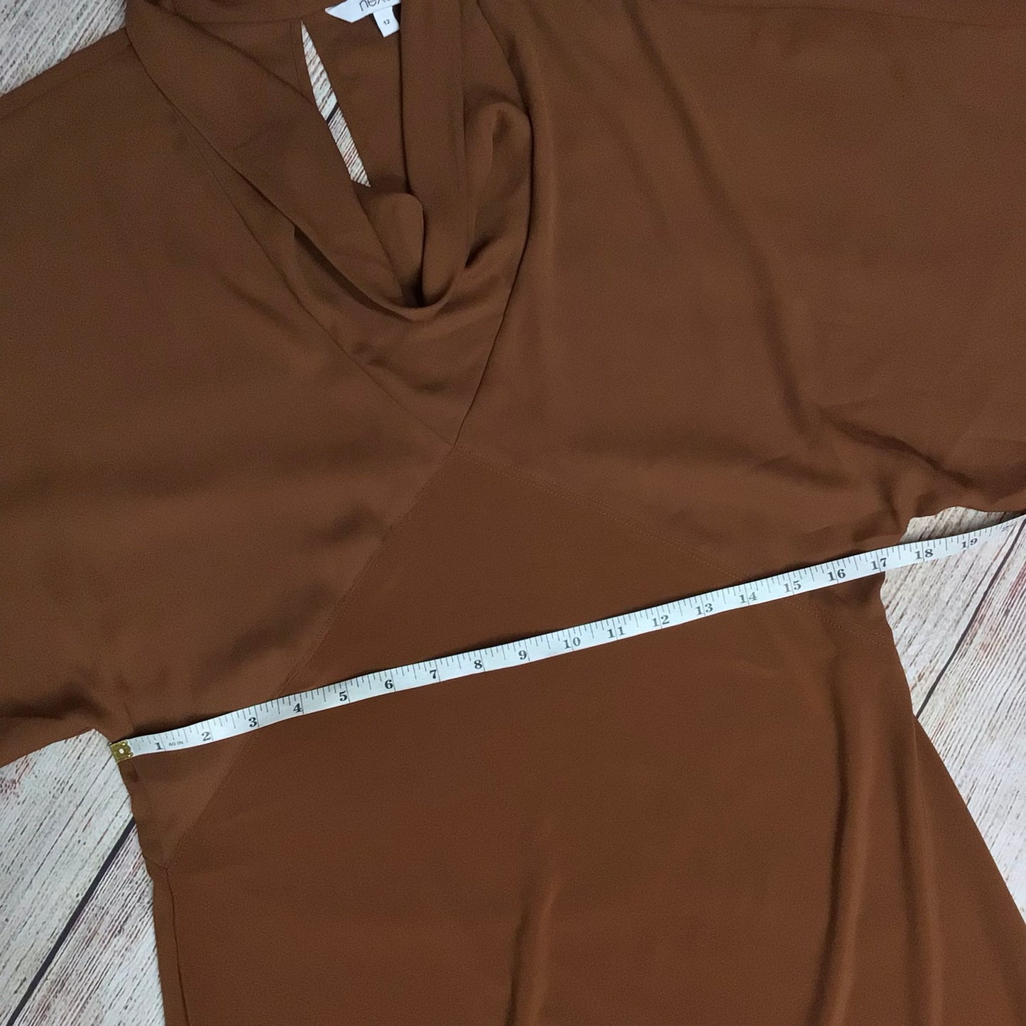 Next Dark Sand Brown Short Sleeve Cowl Neck Maxi Dress Size 12