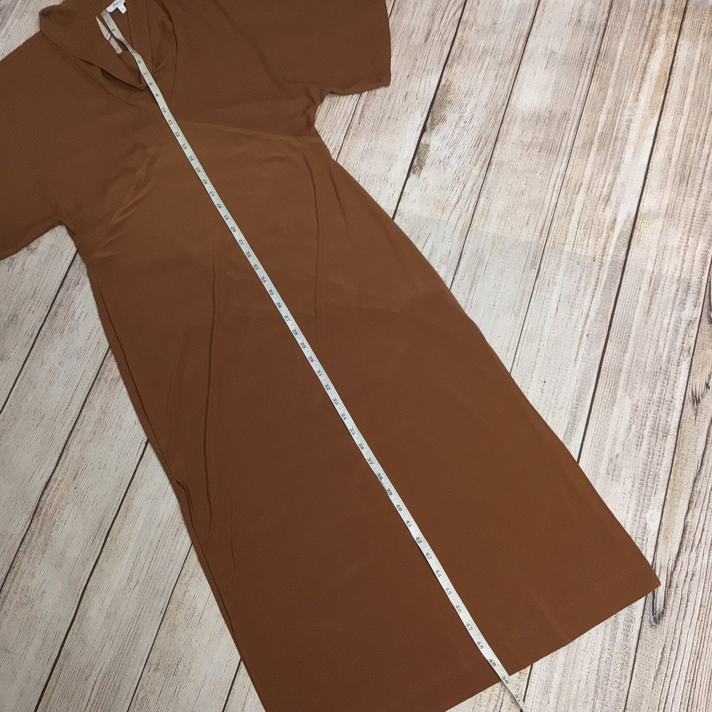 Next Dark Sand Brown Short Sleeve Cowl Neck Maxi Dress Size 12