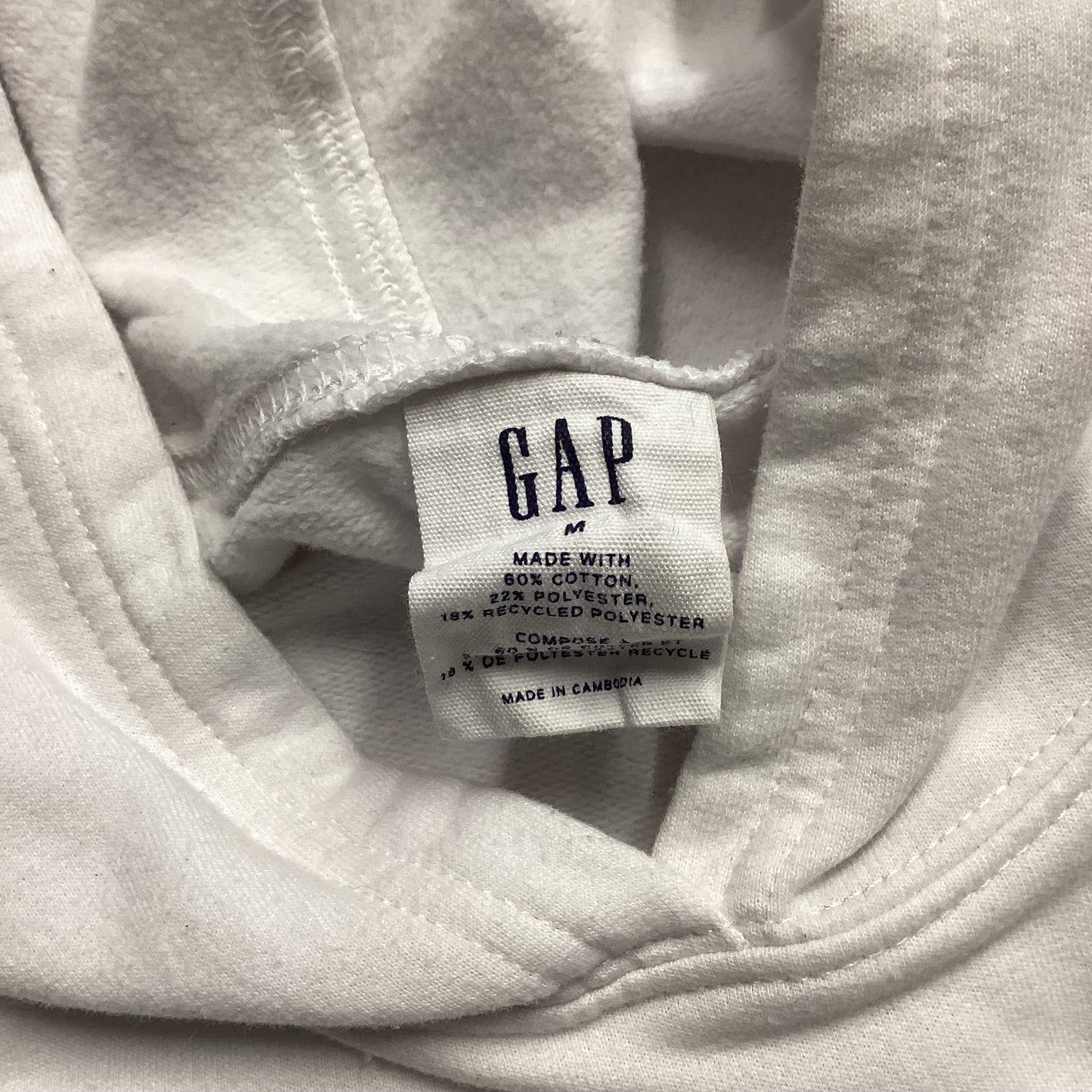 GAP White Cotton Mix Hoody Size M