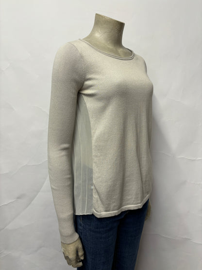 Armani Exchange Grey Knitted Jumper With Sheer Pleated Back XS