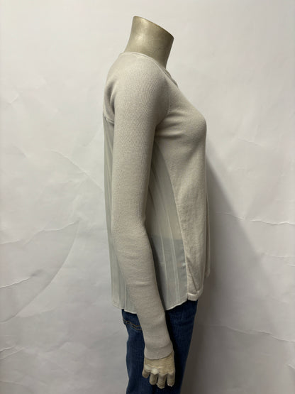 Armani Exchange Grey Knitted Jumper With Sheer Pleated Back XS